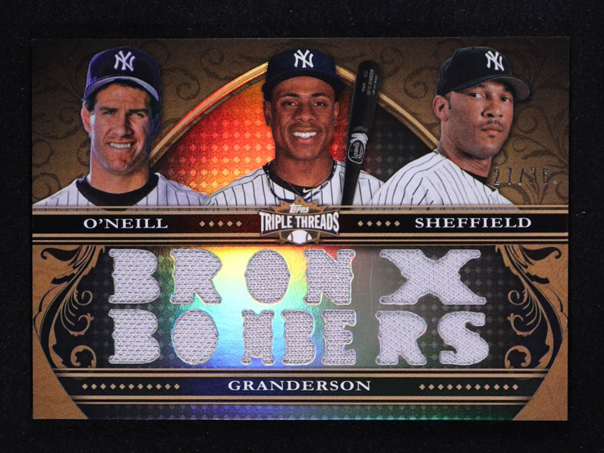 Paul O'Neill / Gary Sheffield / Curtis Granderson 2013 Topps Triple Threads Relic Combos #OGS #27/36 at PristineAuction.com Paul O'Neill / Gary Sheffield / Curtis Granderson 2013 Topps Triple Threads Relic Combos #OGS #27/36 at PristineAuction.com