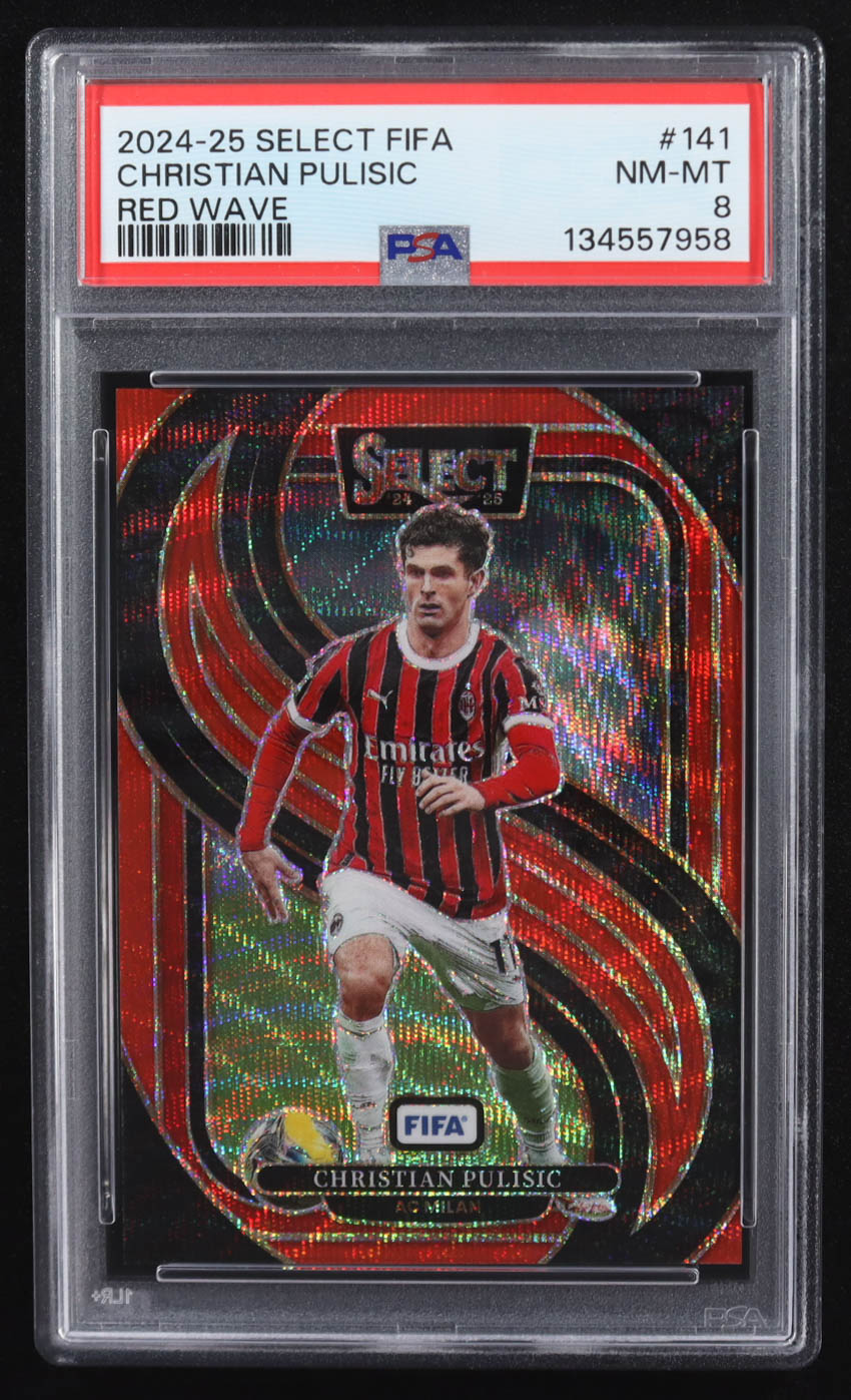 Christian Pulisic 2024-25 Select FIFA Red Wave #141 #2/59 (PSA 8) at PristineAuction.com Christian Pulisic 2024-25 Select FIFA Red Wave #141 #2/59 (PSA 8) at PristineAuction.com