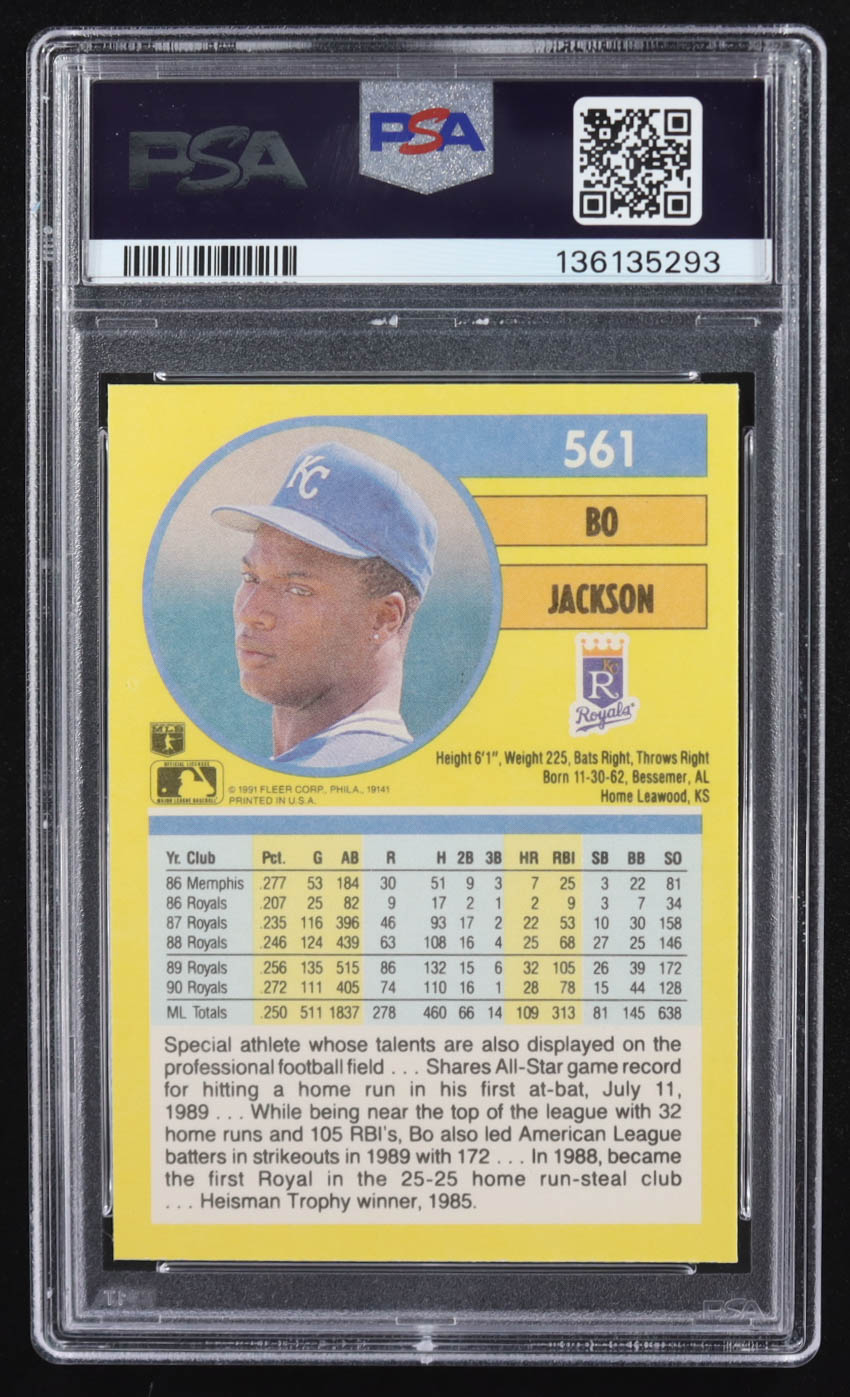 Bo Jackson 1991 Fleer #561 (PSA 9) at PristineAuction.com Bo Jackson 1991 Fleer #561 (PSA 9) at PristineAuction.com
