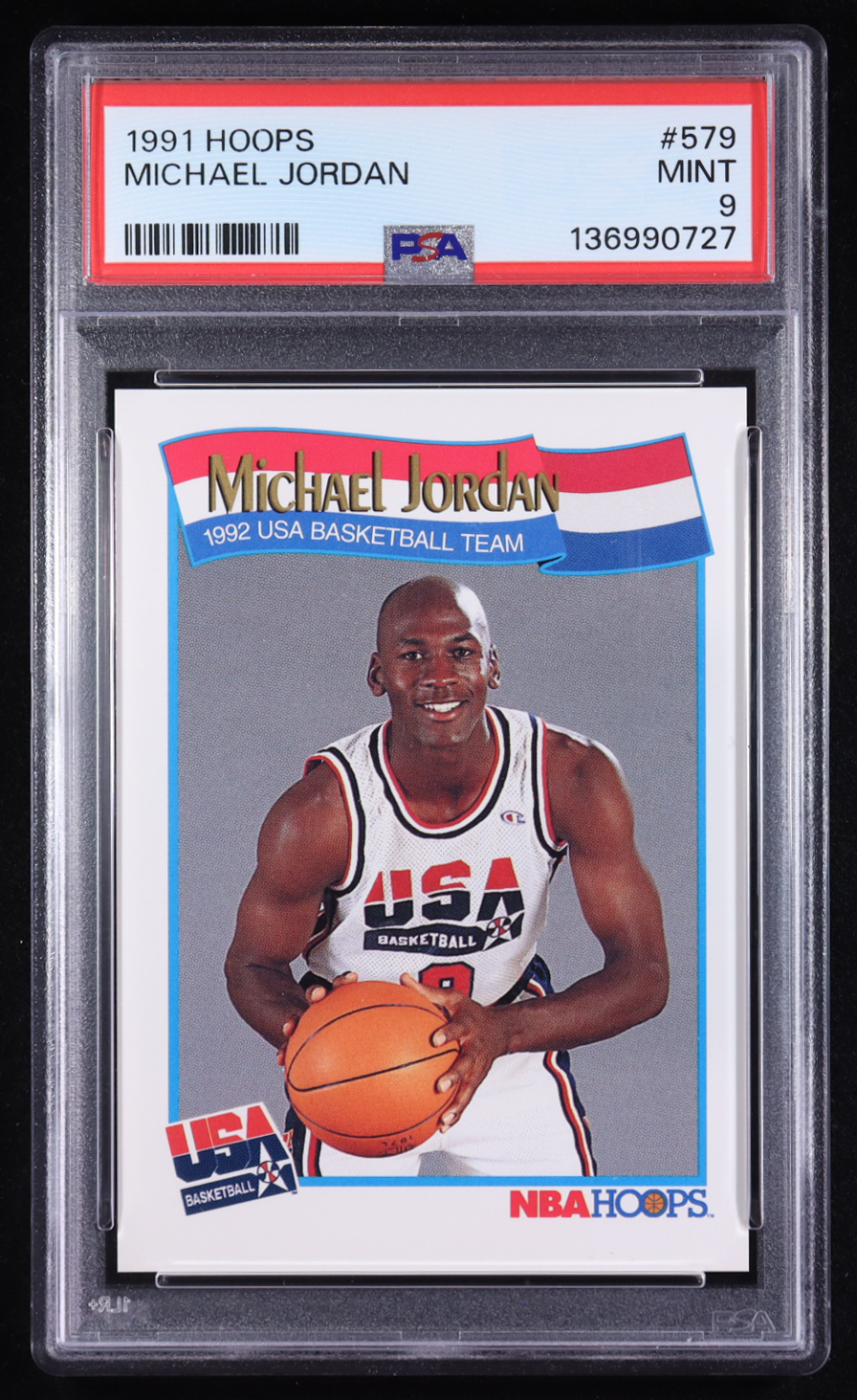 Michael Jordan 1991-92 Hoops #579 USA (PSA 9) at PristineAuction.com Michael Jordan 1991-92 Hoops #579 USA (PSA 9) at PristineAuction.com