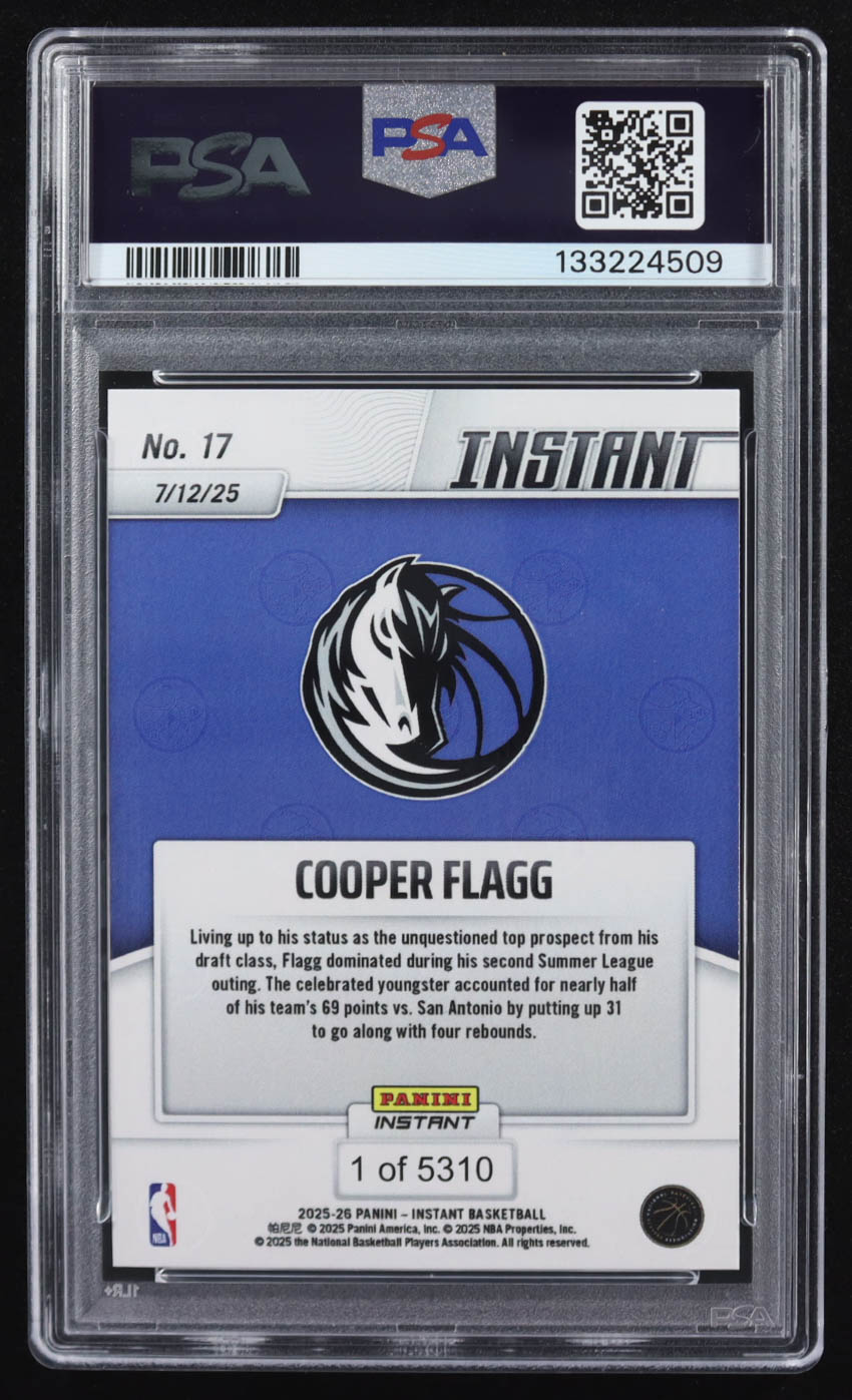 Cooper Flagg 2025-26 Panini Instant #17 RC (PSA 9) at PristineAuction.com Cooper Flagg 2025-26 Panini Instant #17 RC (PSA 9) at PristineAuction.com