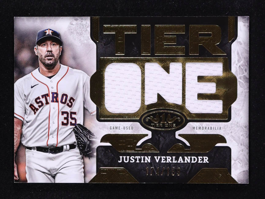 Justin Verlander 2025 Topps Tier One Relics Die Cut #T1RDJV #174/199 at PristineAuction.com Justin Verlander 2025 Topps Tier One Relics Die Cut #T1RDJV #174/199 at PristineAuction.com