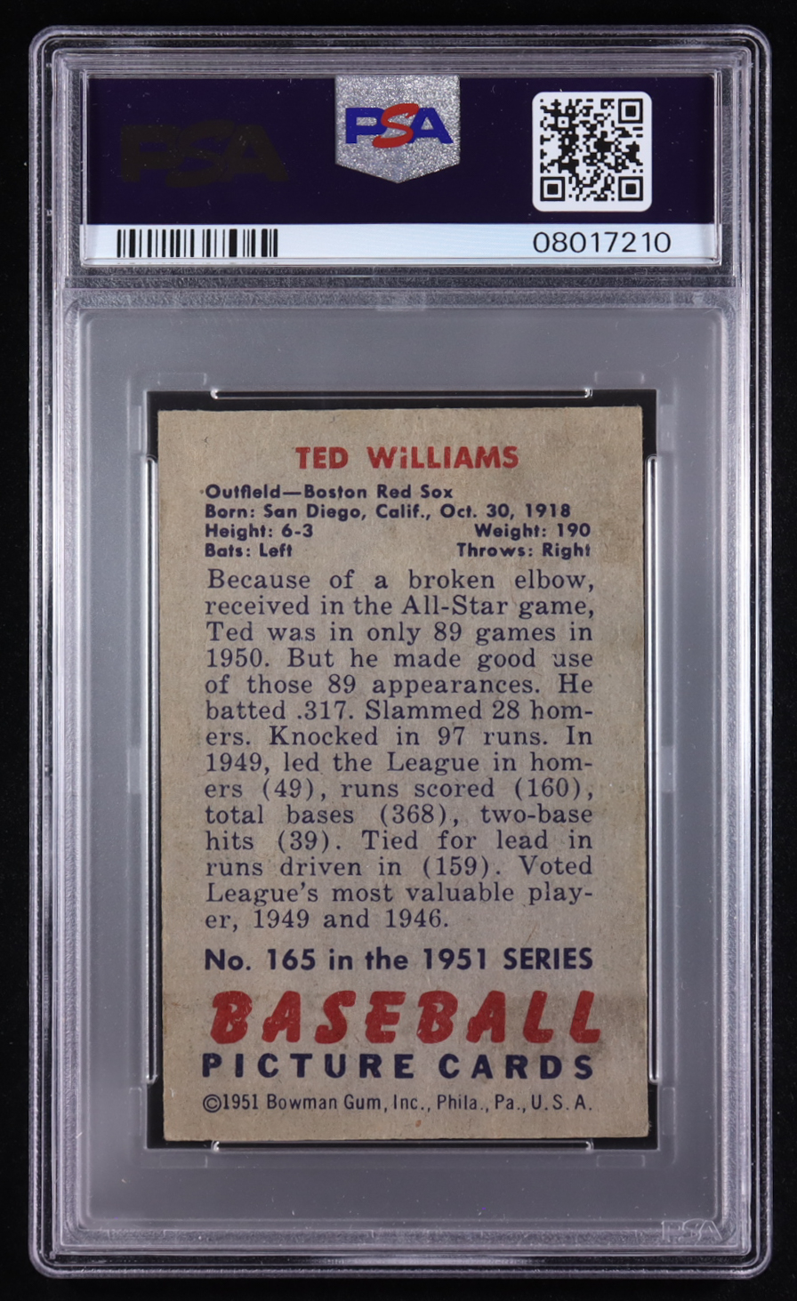 Ted Williams 1951 Bowman #165 (PSA 6) at PristineAuction.com Ted Williams 1951 Bowman #165 (PSA 6) at PristineAuction.com