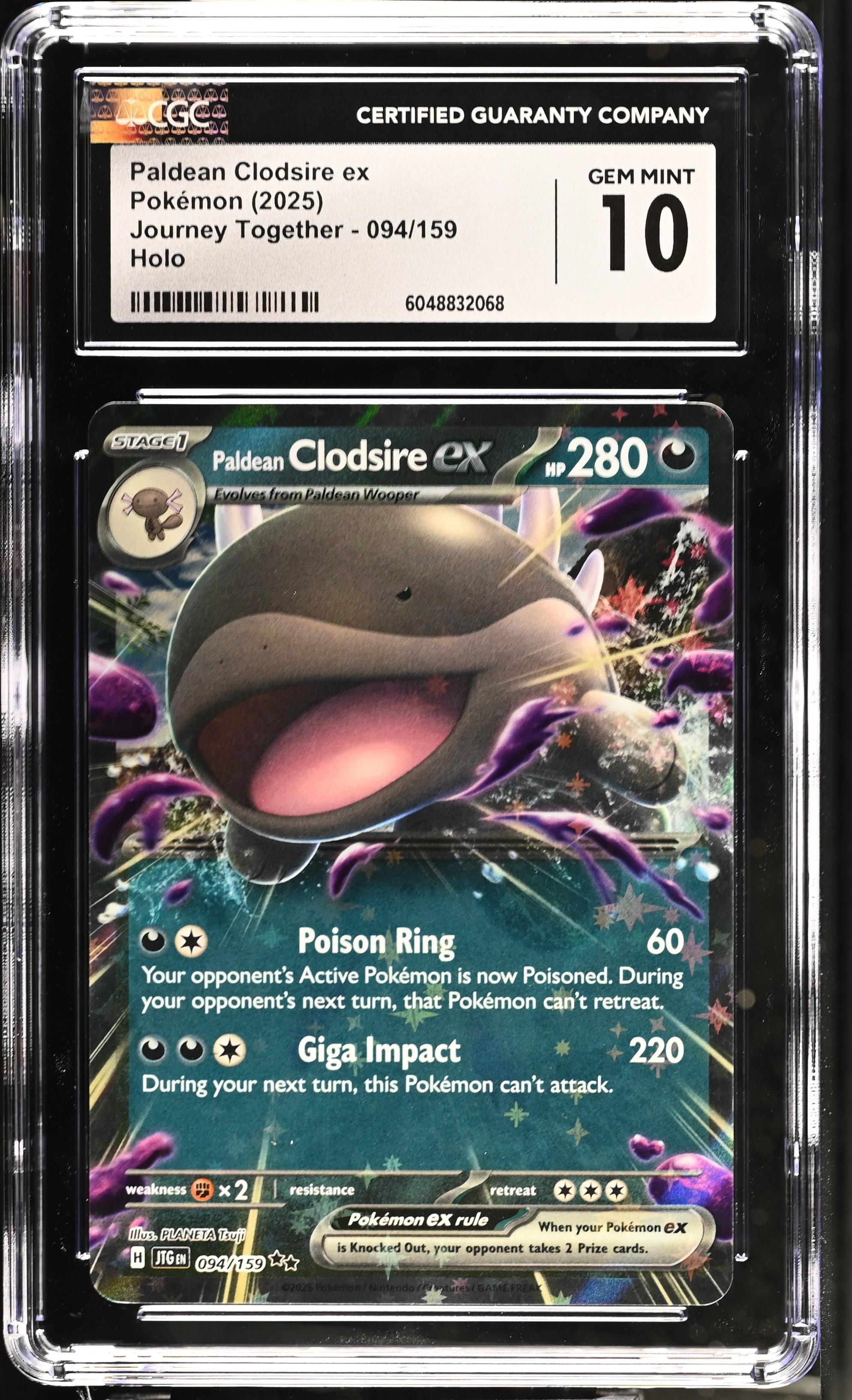 Paldean Clodsire Ex 2025 Pokemon Journey Together #094/159 (CGC 10) at PristineAuction.com Paldean Clodsire Ex 2025 Pokemon Journey Together #094/159 (CGC 10) at PristineAuction.com