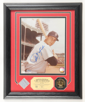Carl Yastrzemski Signed LE Yankees Custom Framed Photo Display With Game-Used Bat Piece & 24Kt Gold Overlay Medallion (Highland Mint) at PristineAuction.com