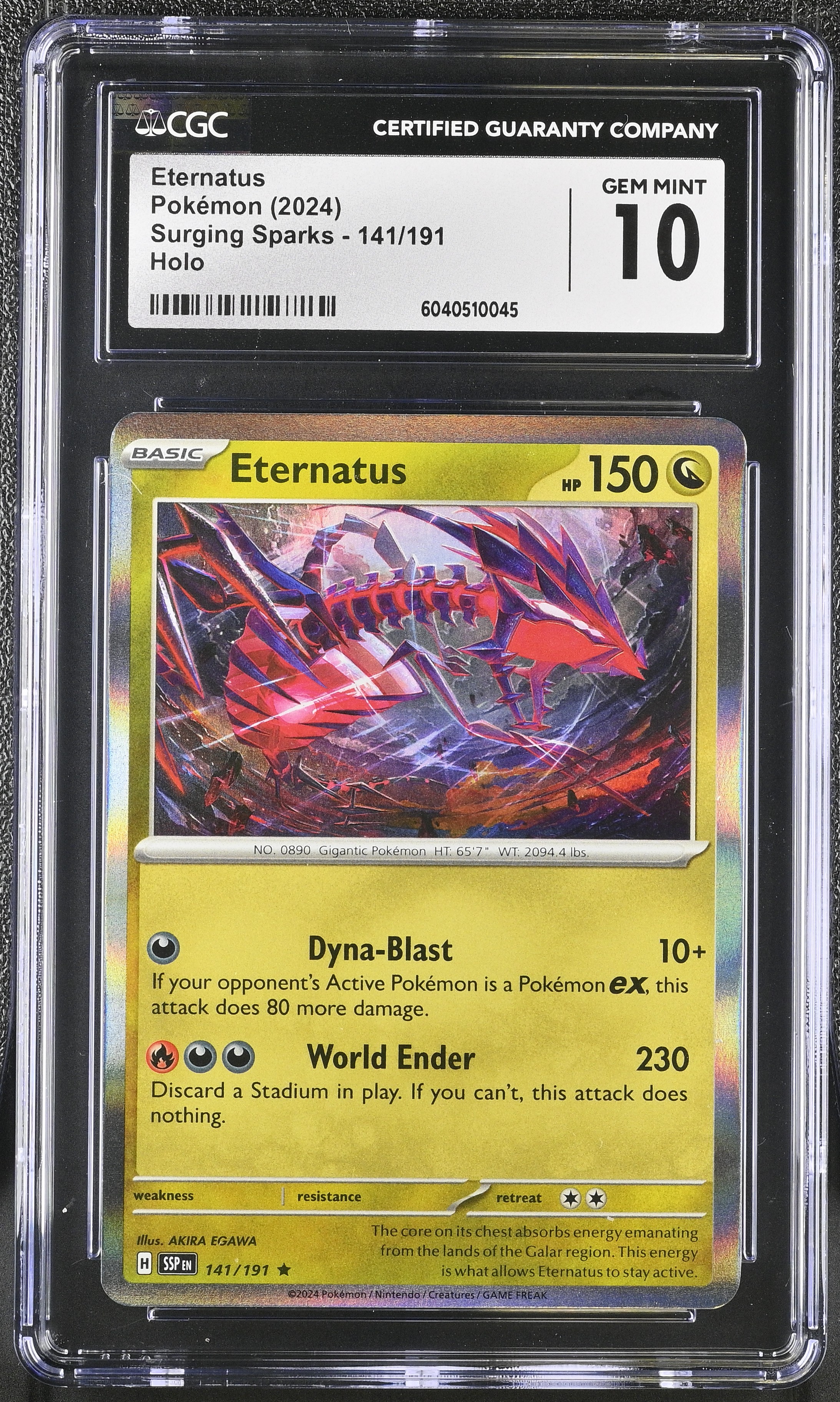 Eternatus 2024 Pokemon Surging Sparks #141/191 (CGC 10) at PristineAuction.com Eternatus 2024 Pokemon Surging Sparks #141/191 (CGC 10) at PristineAuction.com