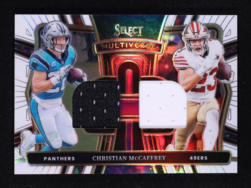 Christian McCaffrey 2024 Select Multiverse Dual Jerseys Prizm White #15 #47/75 at PristineAuction.com Christian McCaffrey 2024 Select Multiverse Dual Jerseys Prizm White #15 #47/75 at PristineAuction.com