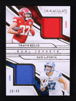 Travis Kelce / Sam LaPorta 2025 Immaculate Collection Immaculate Dual Jerseys #17 #18/49 at PristineAuction.com