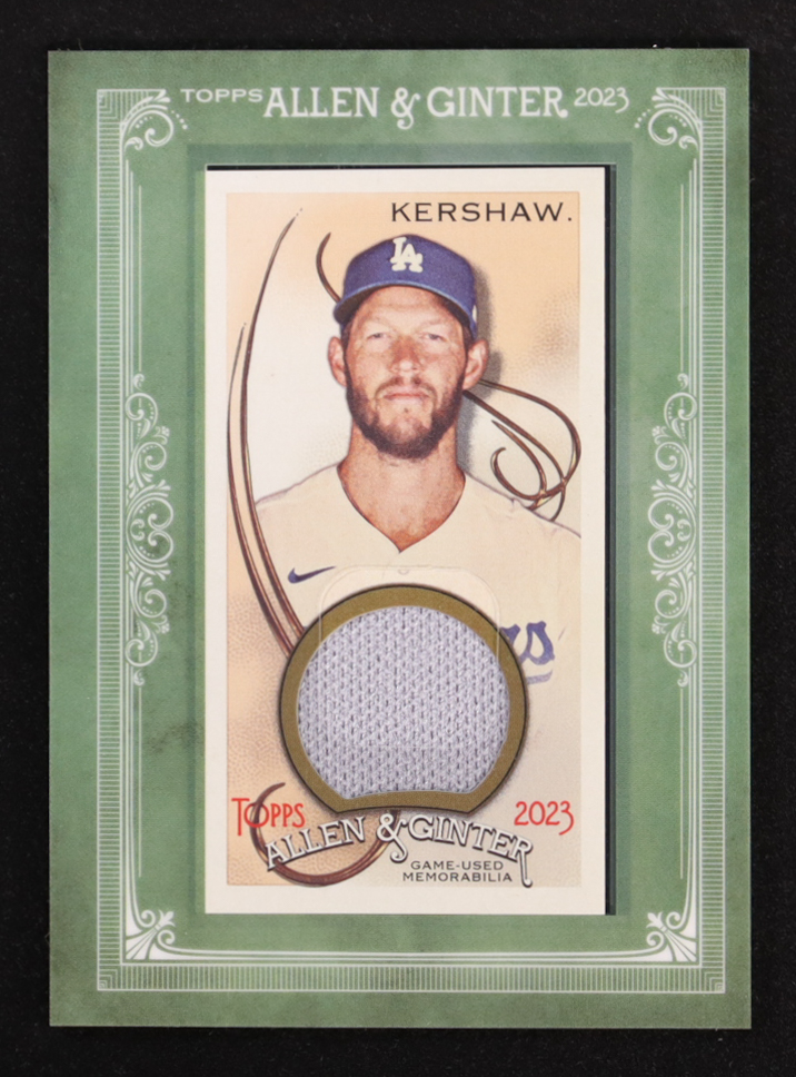 Clayton Kershaw 2023 Topps Allen & Ginter Game-Used Memorabilia Mini Framed Relic #MFR-CK at PristineAuction.com Clayton Kershaw 2023 Topps Allen & Ginter Game-Used Memorabilia Mini Framed Relic #MFR-CK at PristineAuction.com