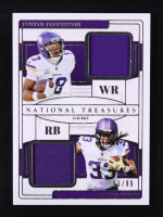 Justin Jefferson / Aaron Jones 2024 Panini National Treasures NFL Gear Combo Materials #20 #63/99 at PristineAuction.com