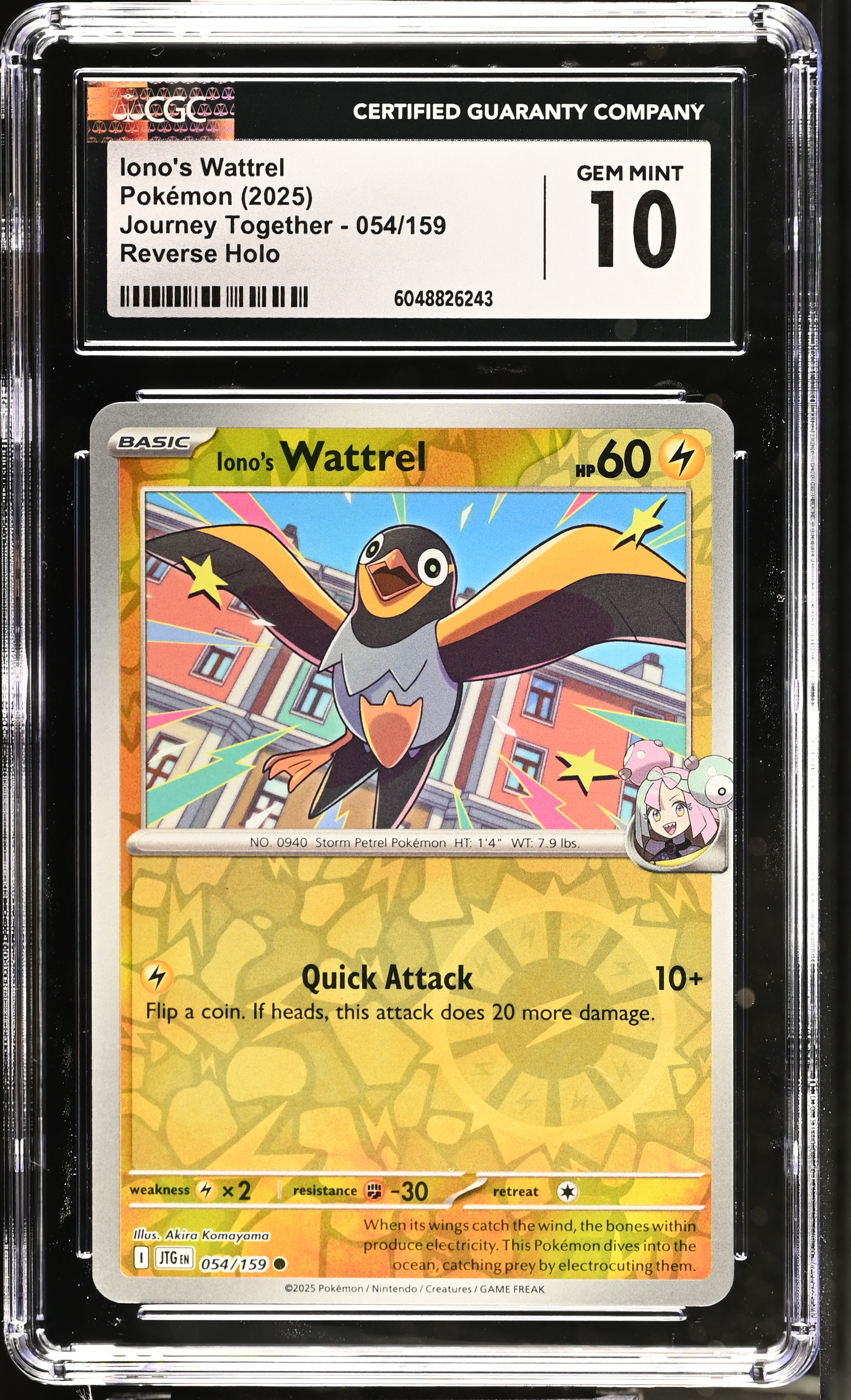 Iono's Wattrel 2025 Pokemon Journey Together #054/159 (CGC 10) at PristineAuction.com Iono's Wattrel 2025 Pokemon Journey Together #054/159 (CGC 10) at PristineAuction.com