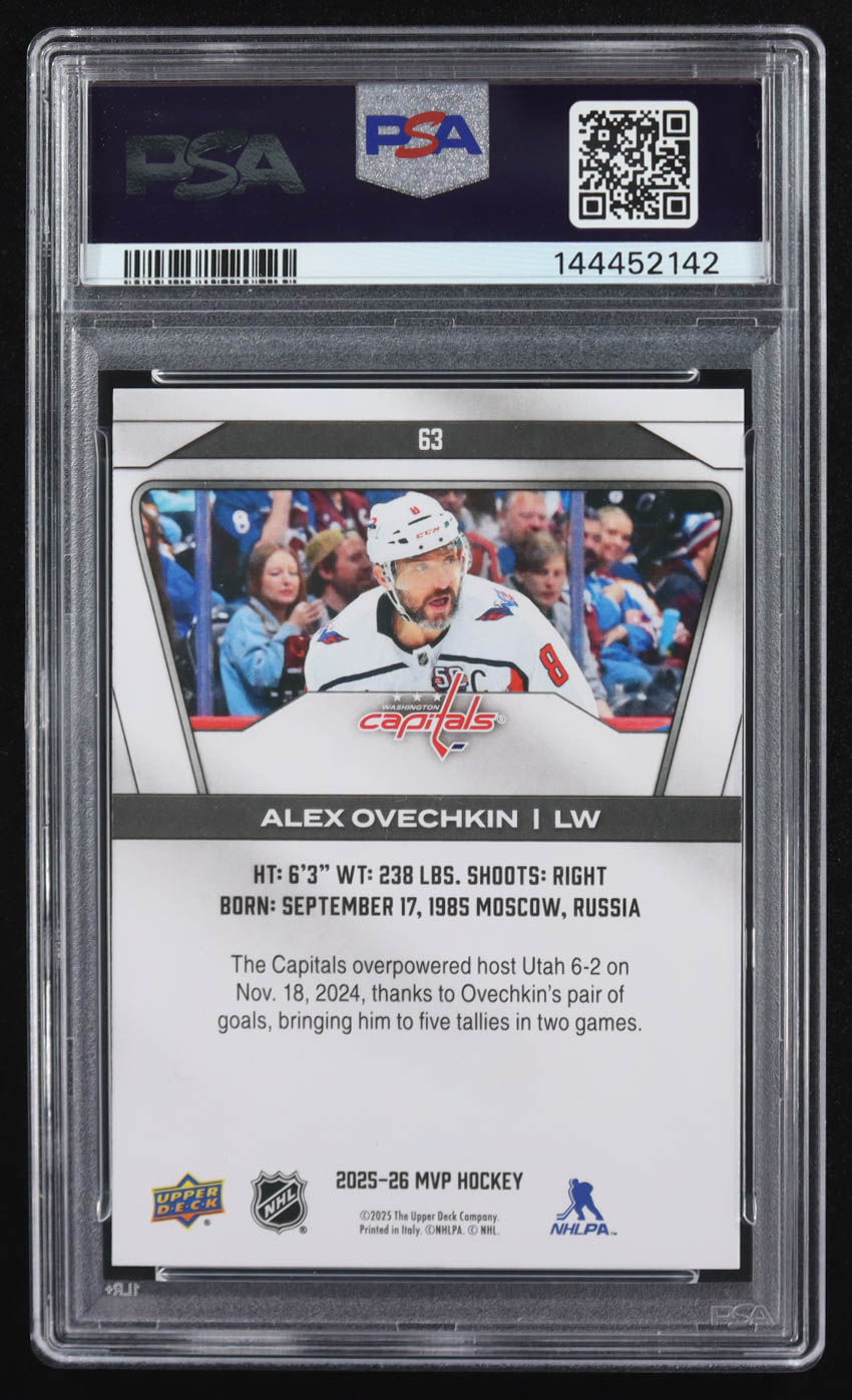 Alex Ovechkin 2025-26 Upper Deck MVP #63 (PSA 9) at PristineAuction.com Alex Ovechkin 2025-26 Upper Deck MVP #63 (PSA 9) at PristineAuction.com