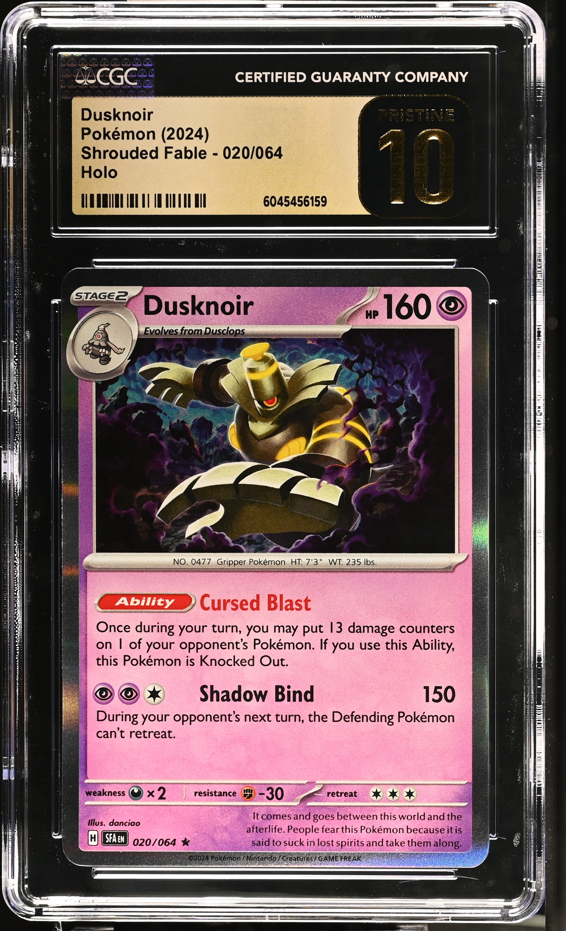 Dusknoir 2024 Pokemon Shrouded Fable #020/064 (CGC PRISTINE 10 | Black Label) at PristineAuction.com Dusknoir 2024 Pokemon Shrouded Fable #020/064 (CGC PRISTINE 10 | Black Label) at PristineAuction.com