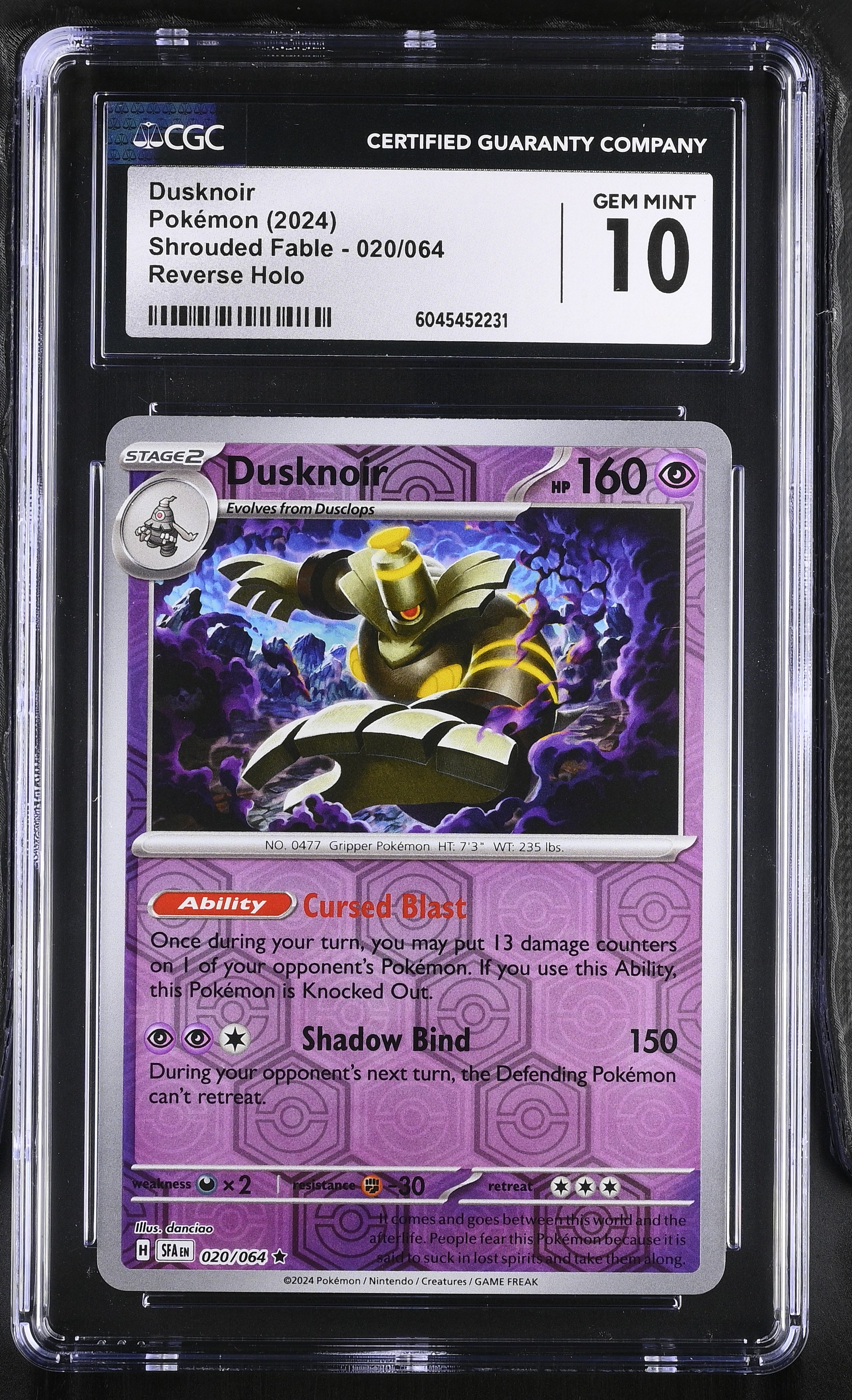 Dusknoir 2024 Pokemon Shrouded Fable #020/064 (CGC 10) at PristineAuction.com Dusknoir 2024 Pokemon Shrouded Fable #020/064 (CGC 10) at PristineAuction.com