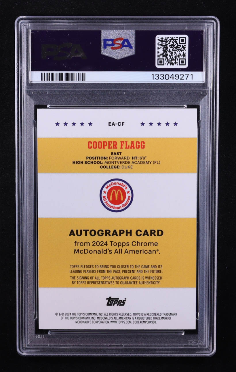 Cooper Flagg 2024 Topps McDonald's All American Event Autographs #EACF RC (PSA 9) at PristineAuction.com Cooper Flagg 2024 Topps McDonald's All American Event Autographs #EACF RC (PSA 9) at PristineAuction.com