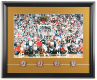 "Michael Jordan: The Final Shot!" Custom Framed Photo Display with (4) Bull Championship Pins at PristineAuction.com