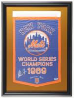 Nolan Ryan Signed 1969 New York Mets World Series Champions Custom Framed Banner Display (PSA) at PristineAuction.com