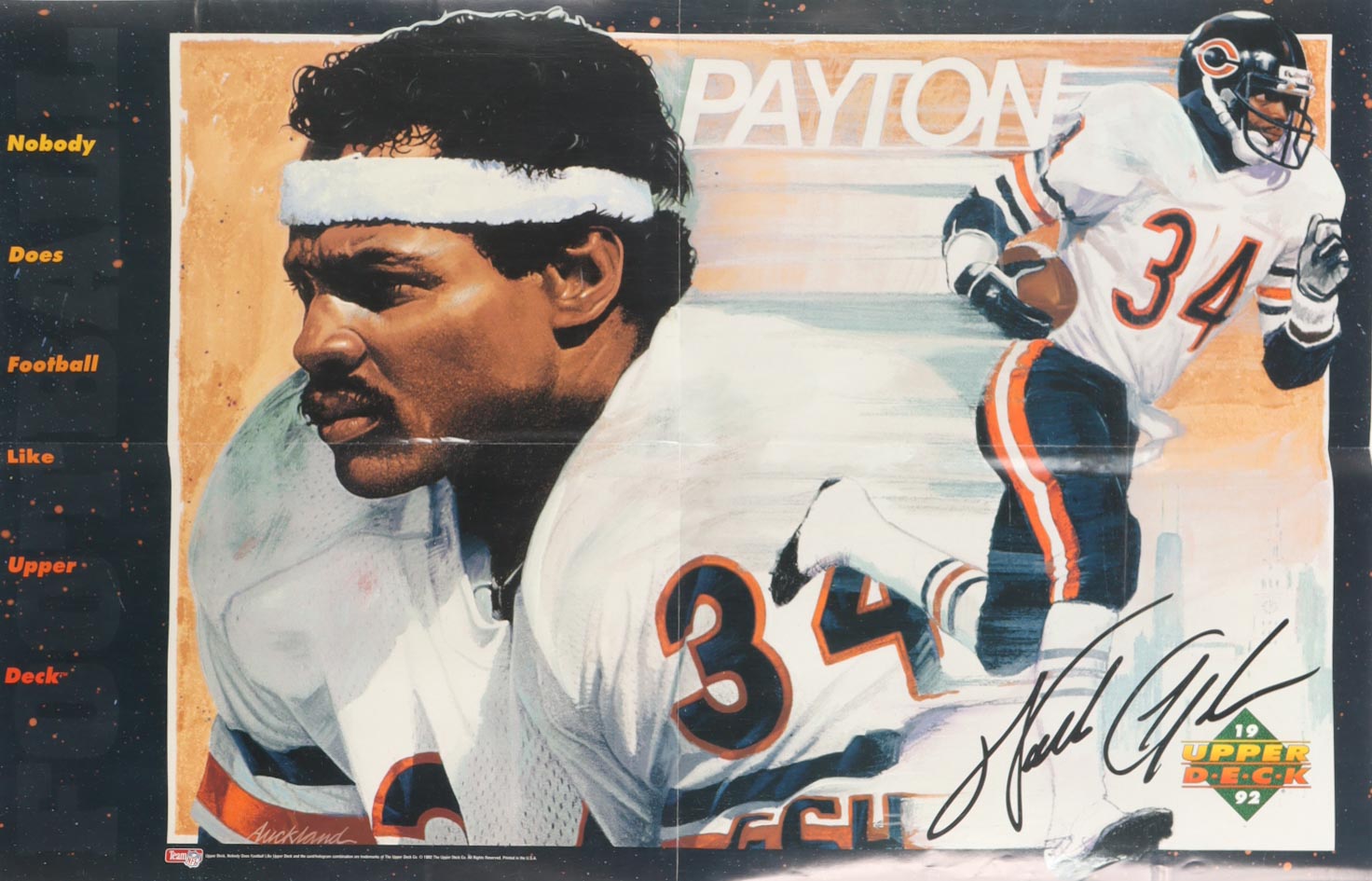 1992 Upper Deck Walter Payton "Football Heroes" promotional 21x34 Poster at PristineAuction.com 1992 Upper Deck Walter Payton "Football Heroes" promotional 21x34 Poster at PristineAuction.com