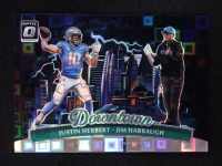 Justin Herbert / Jim Harbaugh 2025 Donruss Optic Downtown Duos Black Pandora #4 #20/25 at PristineAuction.com