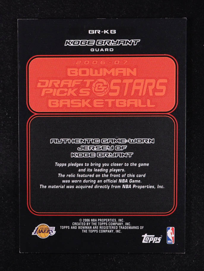 Kobe Bryant 2006-07 Bowman Relics #KB at PristineAuction.com Kobe Bryant 2006-07 Bowman Relics #KB at PristineAuction.com