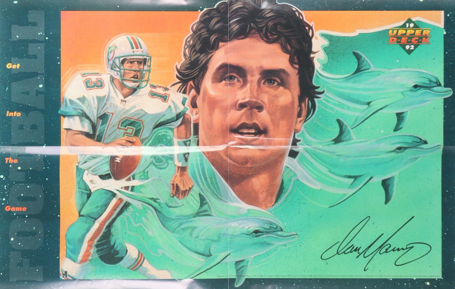 1992 Upper Deck Dan Marino "Football Heroes" promotional 21x34 Poster at PristineAuction.com 1992 Upper Deck Dan Marino "Football Heroes" promotional 21x34 Poster at PristineAuction.com