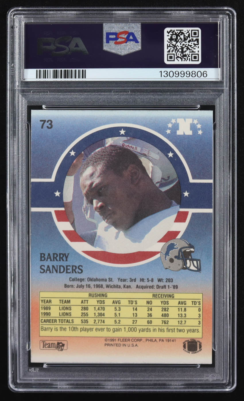 Barry Sanders 1991 Fleer Stars and Stripes #73 (PSA 9) at PristineAuction.com Barry Sanders 1991 Fleer Stars and Stripes #73 (PSA 9) at PristineAuction.com