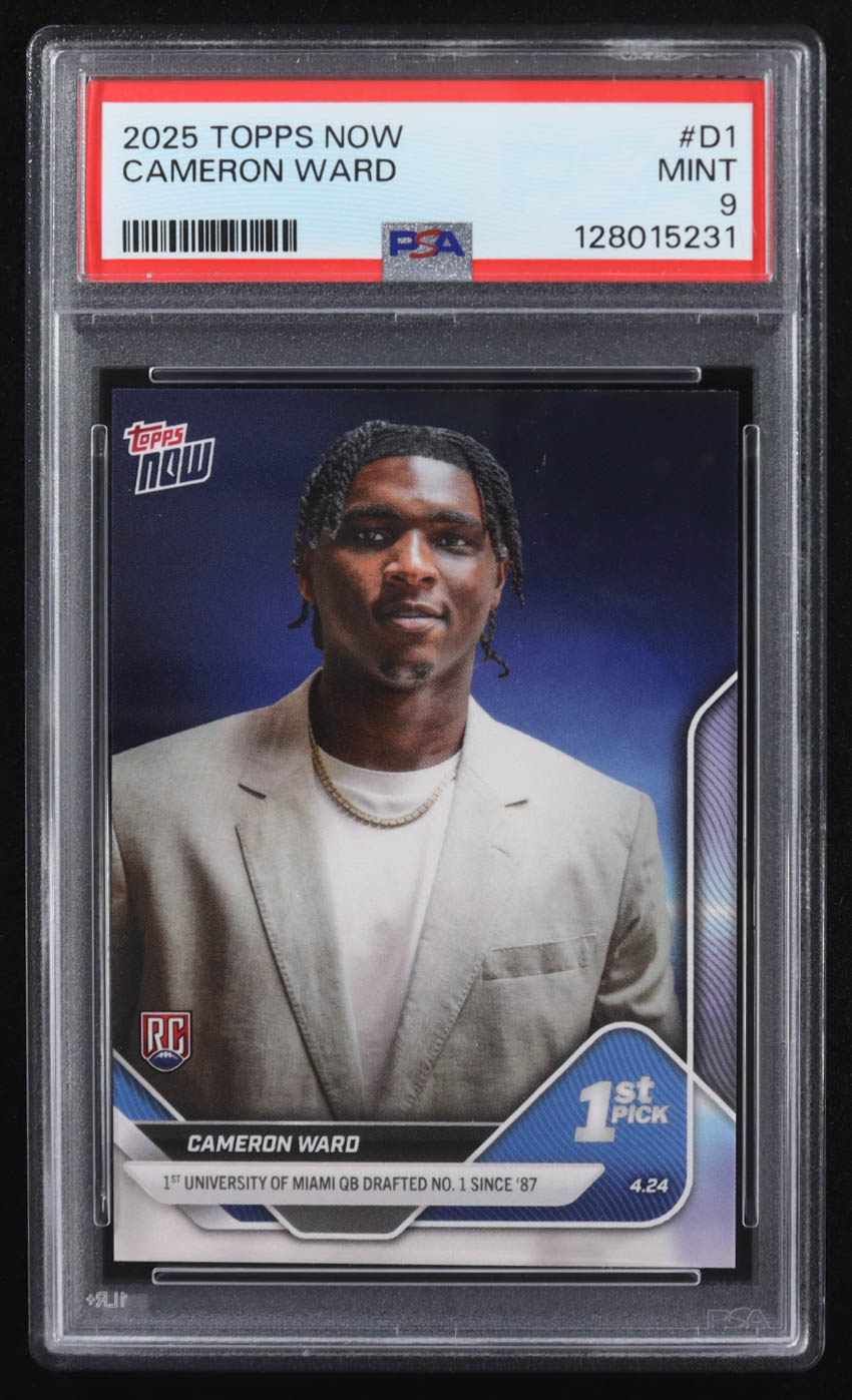 Cameron Ward 2025 Topps Now Draft #D1 RC (PSA 9) at PristineAuction.com Cameron Ward 2025 Topps Now Draft #D1 RC (PSA 9) at PristineAuction.com