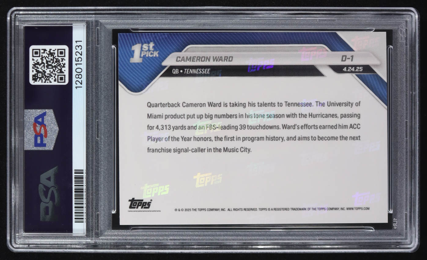 Cameron Ward 2025 Topps Now Draft #D1 RC (PSA 9) at PristineAuction.com Cameron Ward 2025 Topps Now Draft #D1 RC (PSA 9) at PristineAuction.com