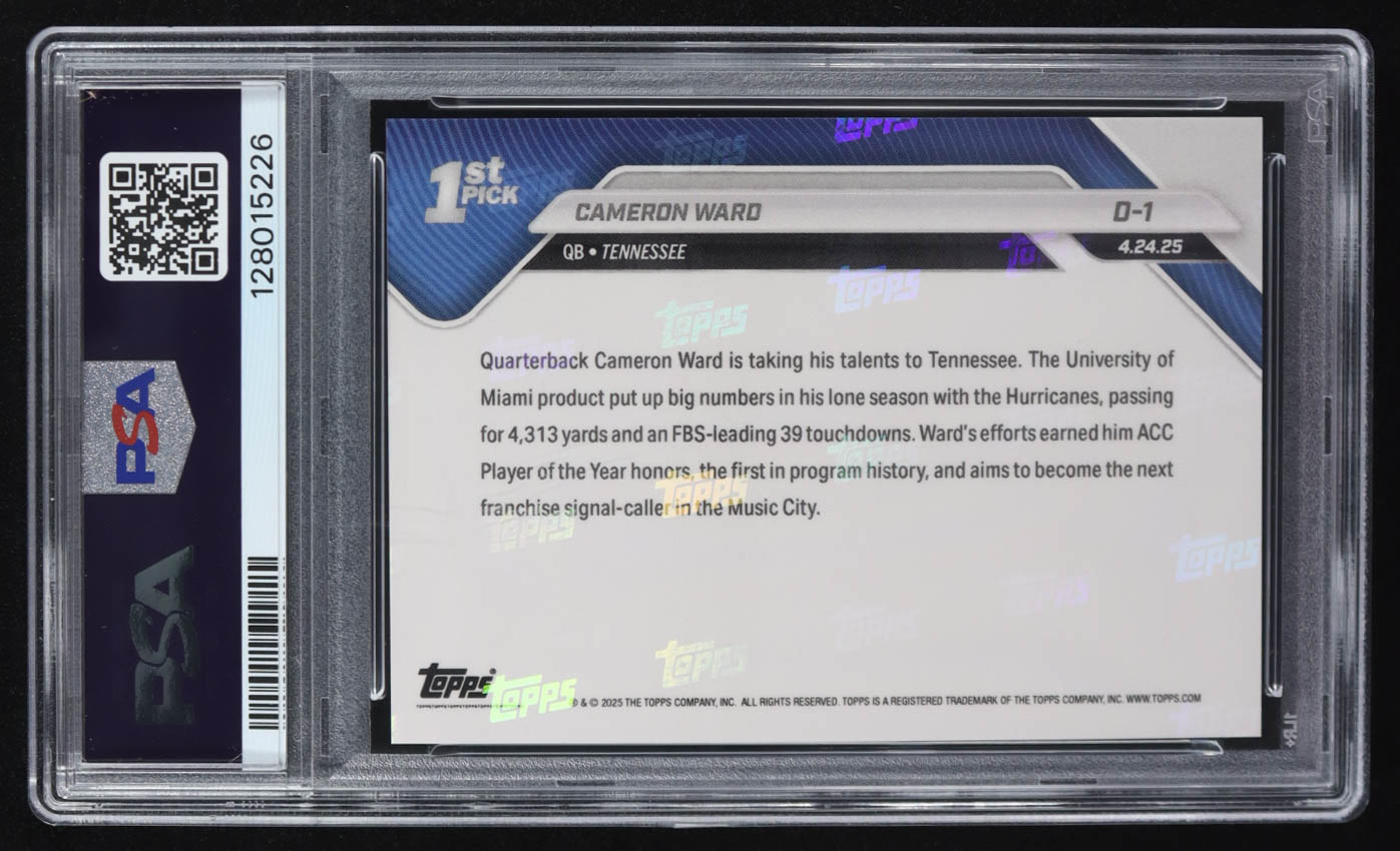 Cameron Ward 2025 Topps Now Draft #D1 RC (PSA 10) at PristineAuction.com Cameron Ward 2025 Topps Now Draft #D1 RC (PSA 10) at PristineAuction.com