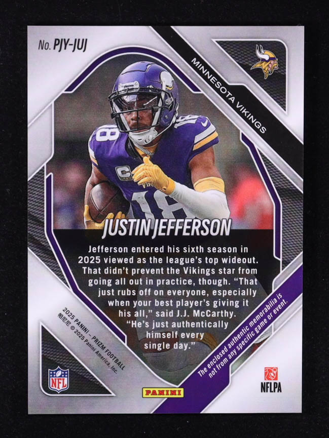 Justin Jefferson 2025 Panini Prizm Premier Jerseys #32 at PristineAuction.com Justin Jefferson 2025 Panini Prizm Premier Jerseys #32 at PristineAuction.com