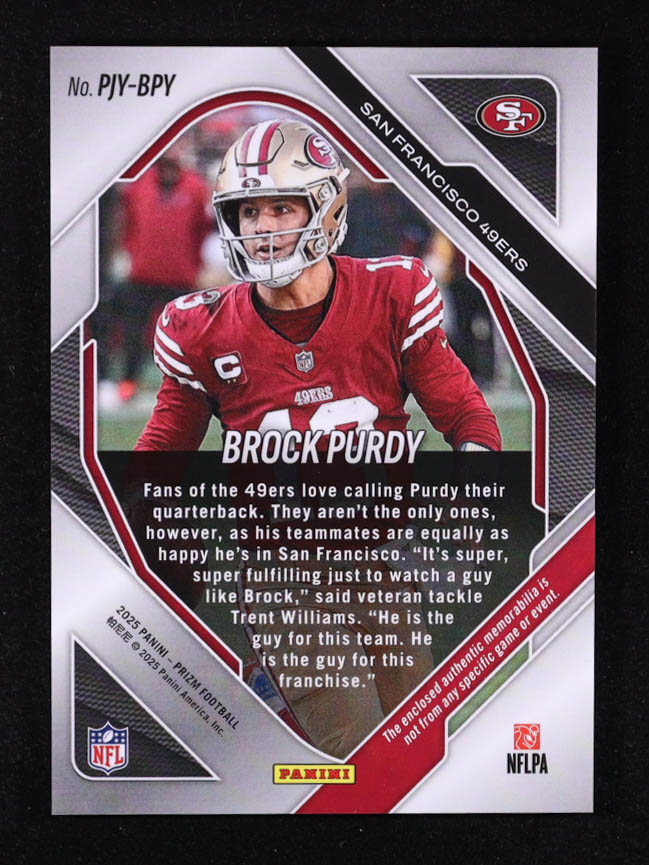 Brock Purdy 2025 Panini Prizm Premier Jerseys #44 at PristineAuction.com Brock Purdy 2025 Panini Prizm Premier Jerseys #44 at PristineAuction.com