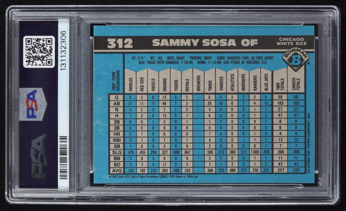 Sammy Sosa 1990 Bowman #312 RC (PSA 8) at PristineAuction.com Sammy Sosa 1990 Bowman #312 RC (PSA 8) at PristineAuction.com