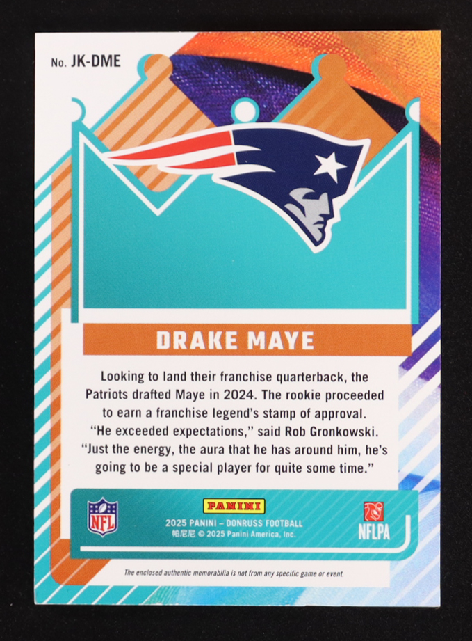 Drake Maye 2025 Donruss Jersey Kings #9 #182/425 at PristineAuction.com Drake Maye 2025 Donruss Jersey Kings #9 #182/425 at PristineAuction.com