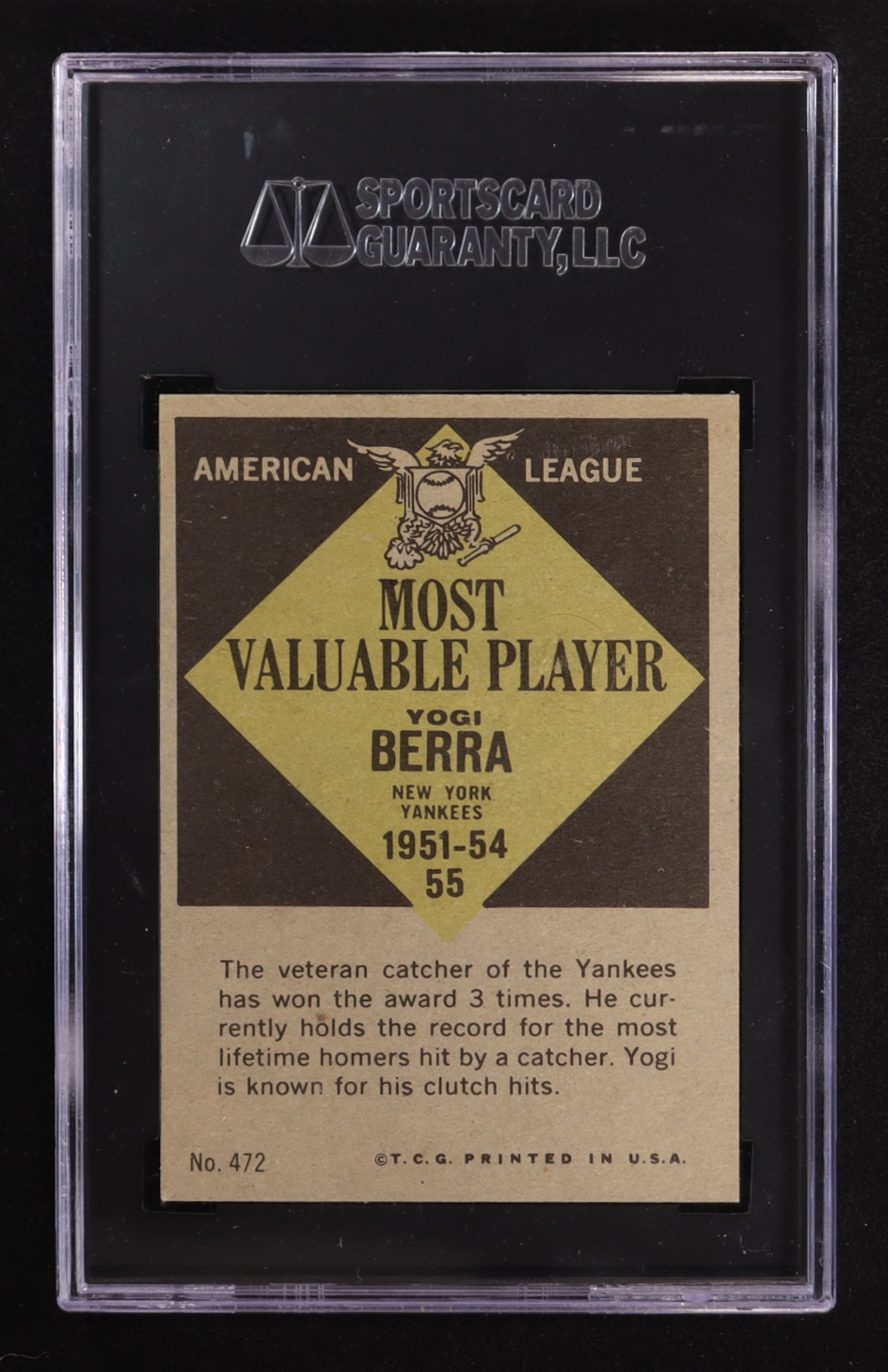 Yogi Berra 1961 Topps MVP#472 (SGC 6) at PristineAuction.com Yogi Berra 1961 Topps MVP#472 (SGC 6) at PristineAuction.com