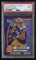 Mason Taylor 2024 Bowman Chrome University Shimmer Purple Refractors #128 RC (PSA 9) at PristineAuction.com