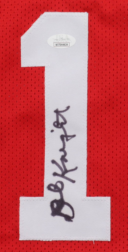 Bob Knight Signed Career Highlight Stat Jersey (JSA) at PristineAuction.com Bob Knight Signed Career Highlight Stat Jersey (JSA) at PristineAuction.com