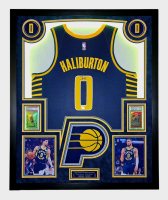 Tyrese Haliburton Signed Pacers Custom Framed Nike Jersey with LED Display & (2) PSA 10 Graded Cards (Fanatics) at PristineAuction.com