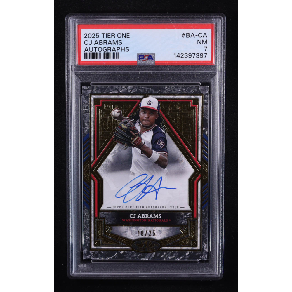 CJ Abrams 2025 Topps Tier One Base Autographs Red Foil #BACA #18/25 (PSA 7) at PristineAuction.com