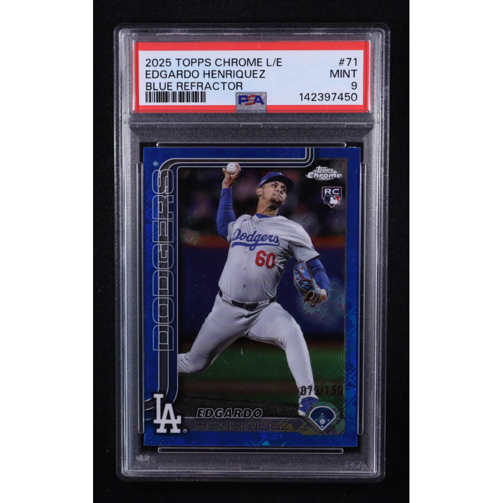 Edgardo Henriquez 2025 Topps Chrome Logofractor Blue Refractors #71 #079/150 RC (PSA 9) at PristineAuction.com