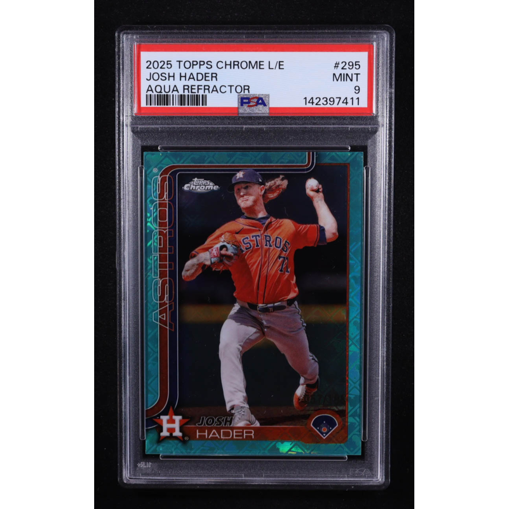Josh Hader 2025 Topps Chrome Logofractor Aqua Refractors #295 #057/199 (PSA 9) at PristineAuction.com