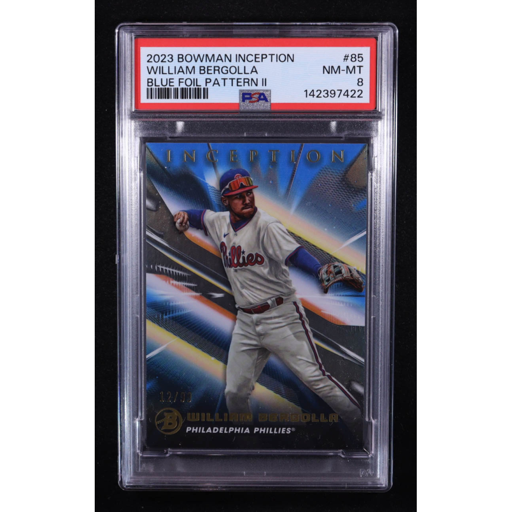 William Bergolla 2023 Bowman Inception Blue Foil Pattern II #85 #12/99 (PSA 8) at PristineAuction.com