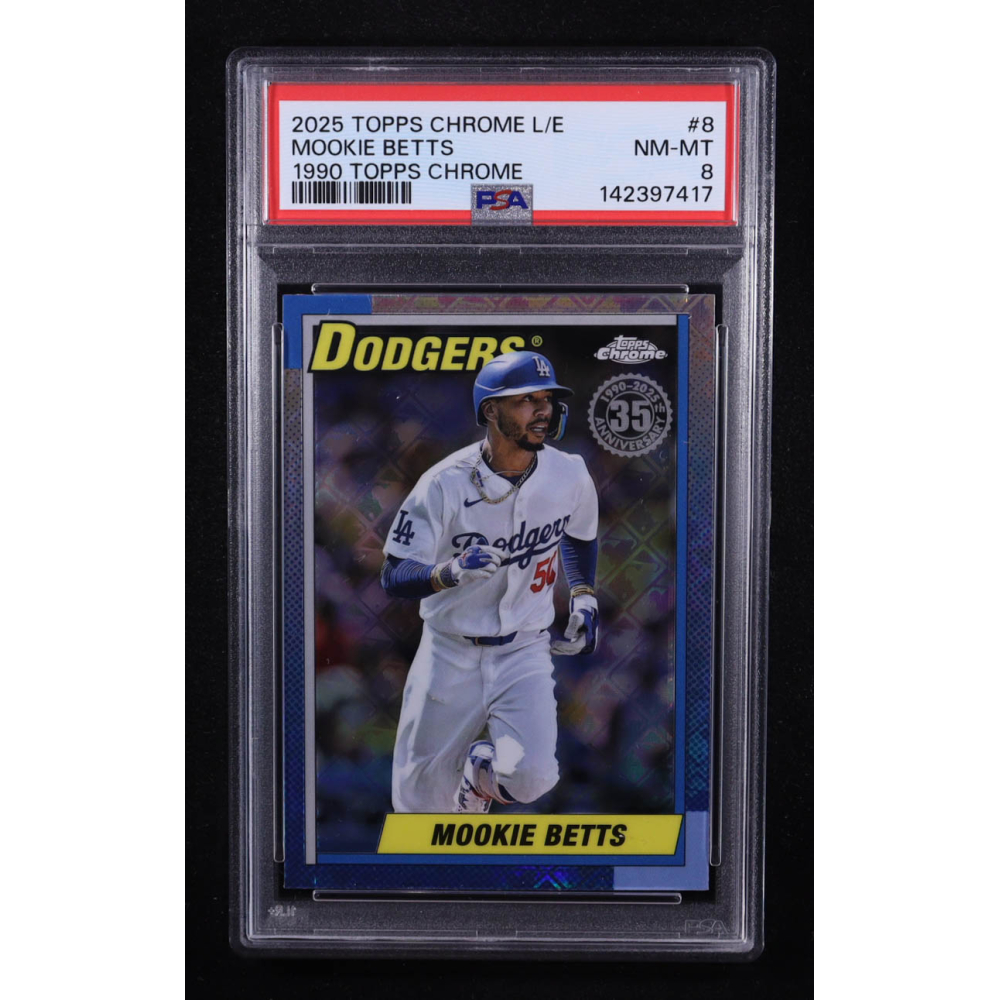 Mookie Betts 2025 Topps Chrome Logofractor '90 Topps #90CB8 (PSA 8) at PristineAuction.com