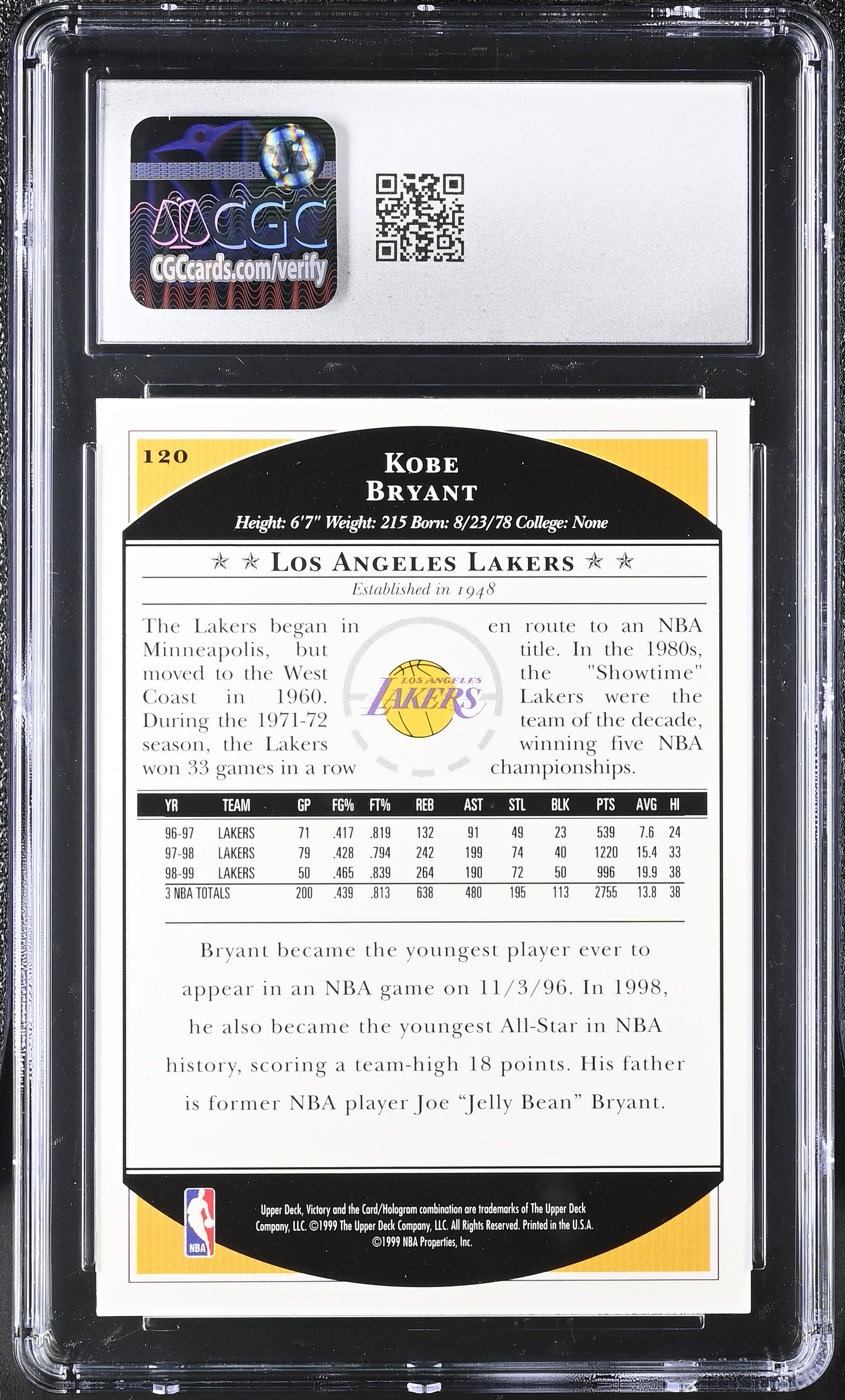 Kobe Bryant 1999-00 Upper Deck Victory #120 (CGC 7.5) at PristineAuction.com Kobe Bryant 1999-00 Upper Deck Victory #120 (CGC 7.5) at PristineAuction.com