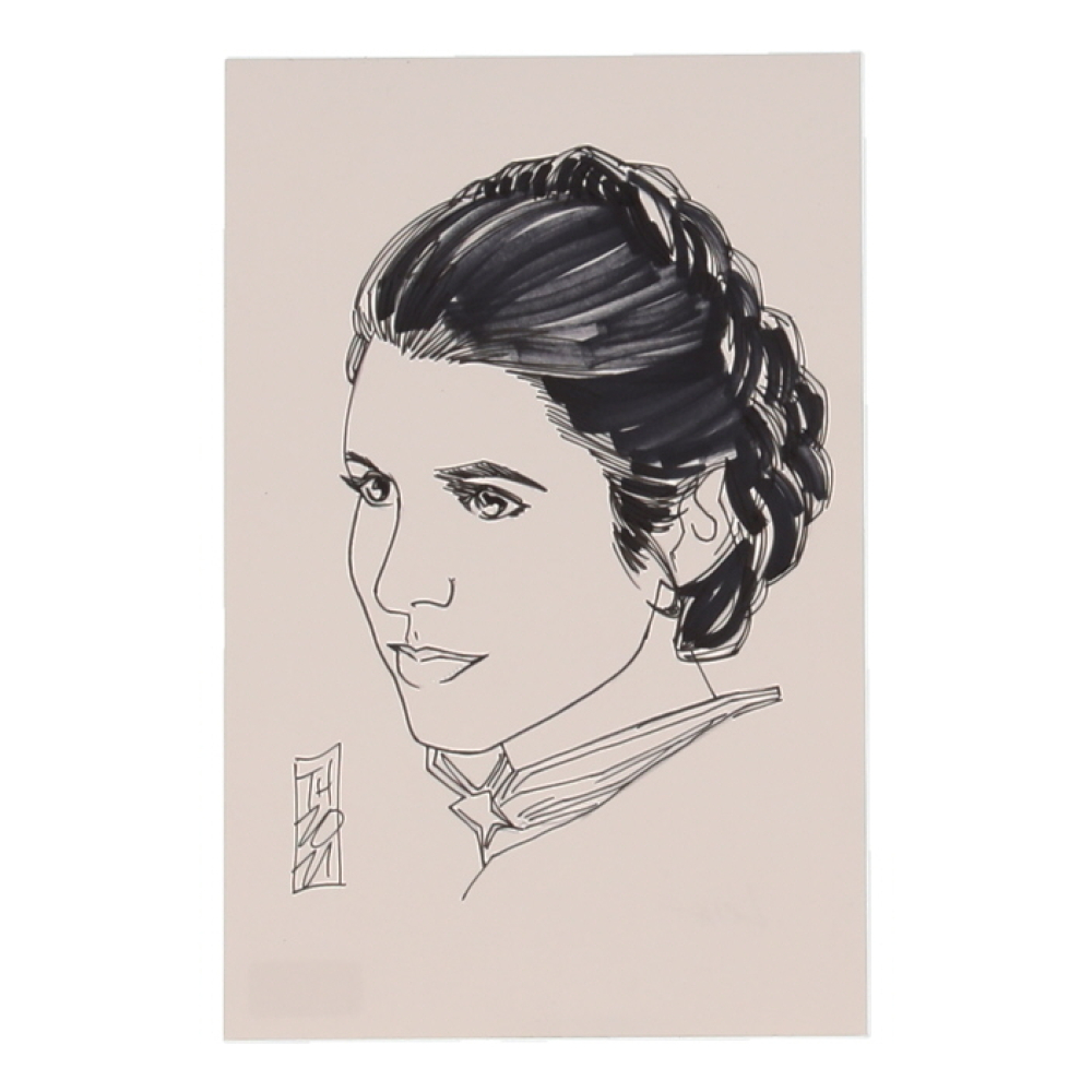 "Princess Leia" 5.5x8.5 Original Hand-Drawn Sketch By Tom Hodges at PristineAuction.com