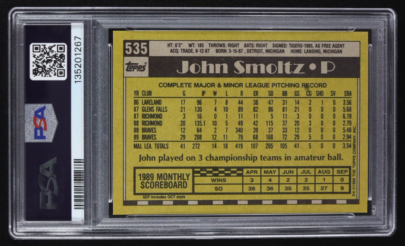 John Smoltz 1990 Topps #535 (PSA 9) at PristineAuction.com John Smoltz 1990 Topps #535 (PSA 9) at PristineAuction.com