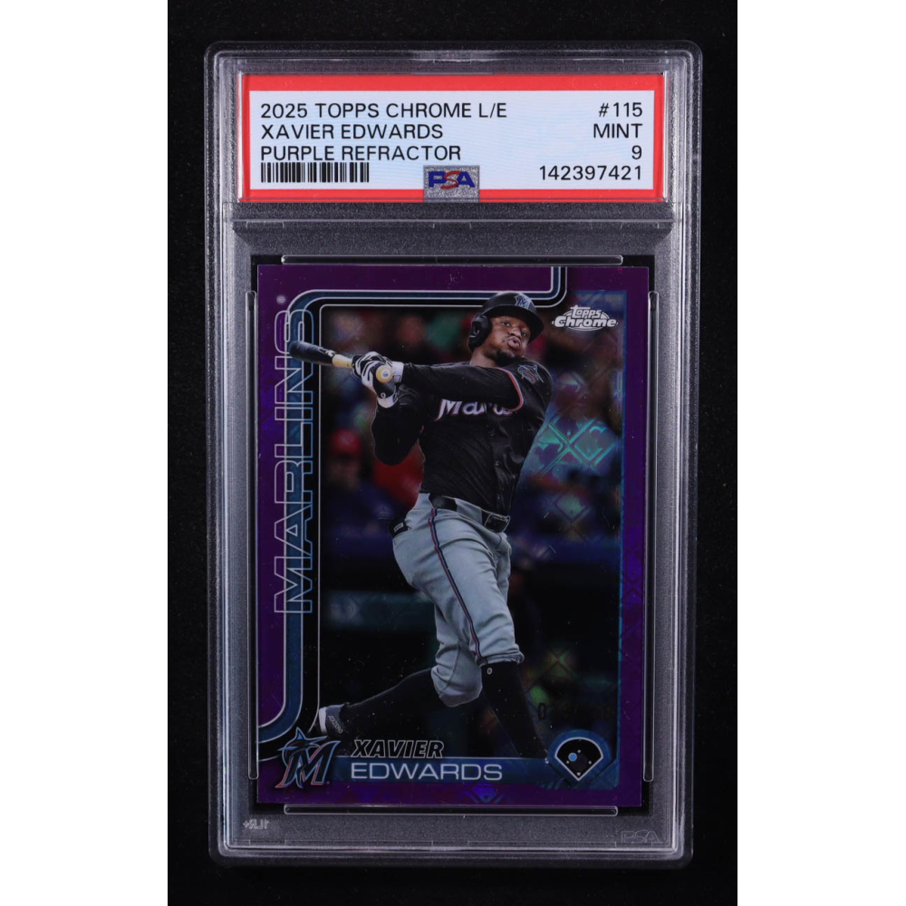 Xavier Edwards 2025 Topps Chrome Logofractor Purple Refractors #115 #034/250 (PSA 9) at PristineAuction.com