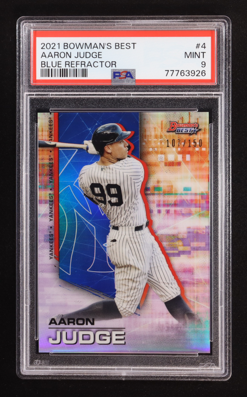 Aaron Judge 2021 Bowman's Best Blue Refractors #4 #107/150 (PSA 9) at PristineAuction.com Aaron Judge 2021 Bowman's Best Blue Refractors #4 #107/150 (PSA 9) at PristineAuction.com