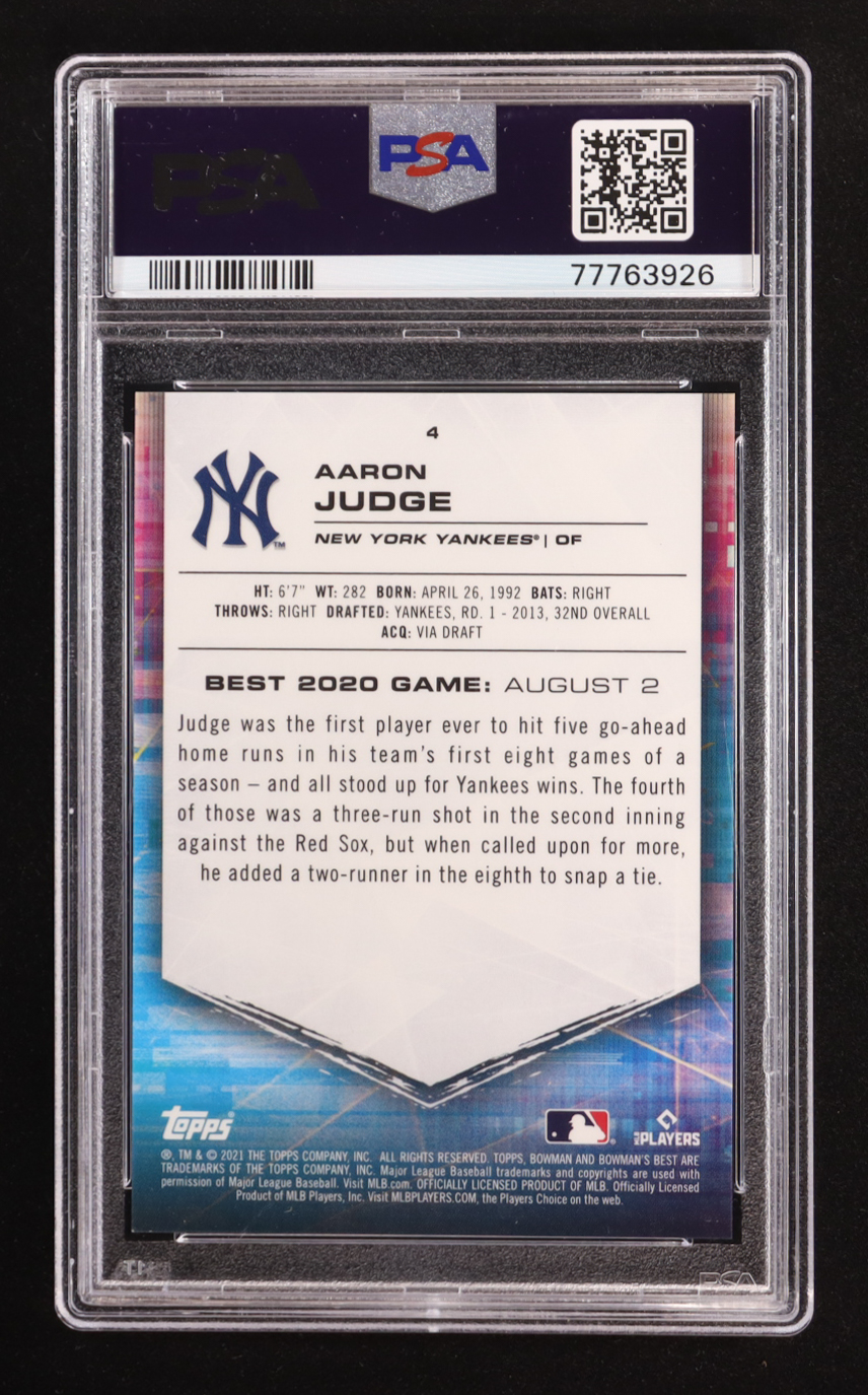 Aaron Judge 2021 Bowman's Best Blue Refractors #4 #107/150 (PSA 9) at PristineAuction.com Aaron Judge 2021 Bowman's Best Blue Refractors #4 #107/150 (PSA 9) at PristineAuction.com