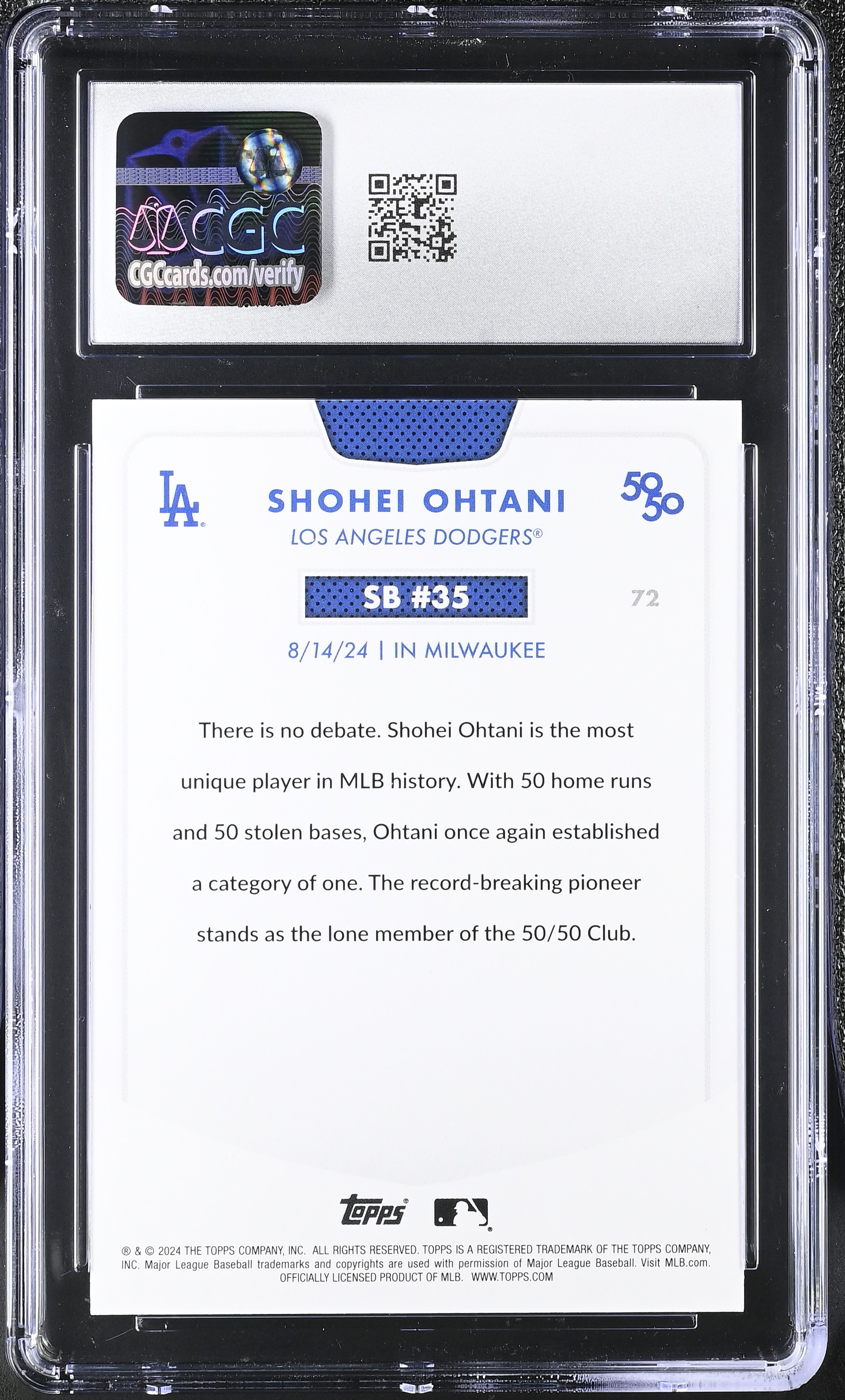 Shohei Ohtani 2024 Topps 50/50 #72 (CGC 7) at PristineAuction.com Shohei Ohtani 2024 Topps 50/50 #72 (CGC 7) at PristineAuction.com
