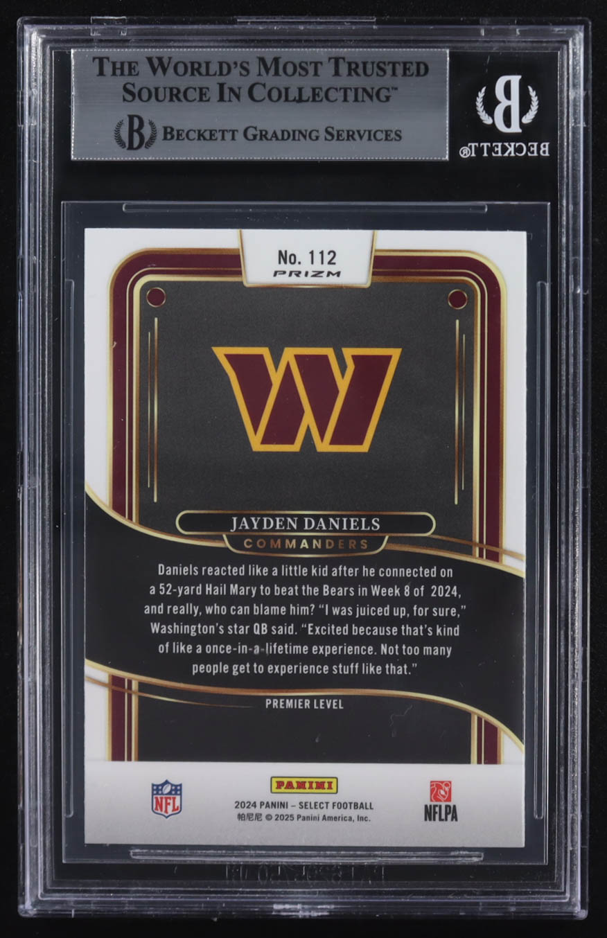 Jayden Daniels 2024 Select Prizm Red and Yellow Shock #112 RC (BGS 9) at PristineAuction.com Jayden Daniels 2024 Select Prizm Red and Yellow Shock #112 RC (BGS 9) at PristineAuction.com